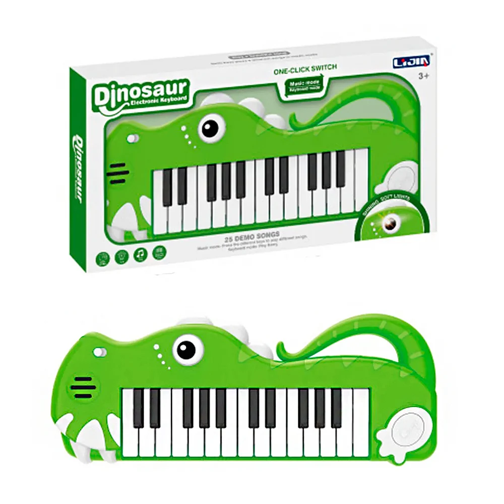 Mini piano interactivo en forma de dinosaurio con luz y 25 canciones / 328-50