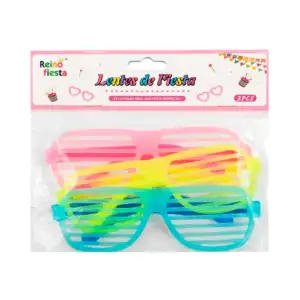 Blíster de 3 lentes de plástico para fiesta fluorescentes, variedad d…