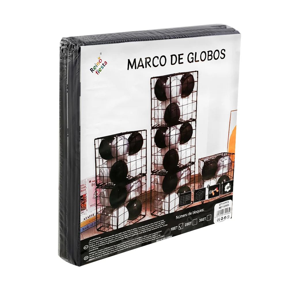 Set de rejas armables en forma de cubo, de plástico negro, con medida de 29x29cm