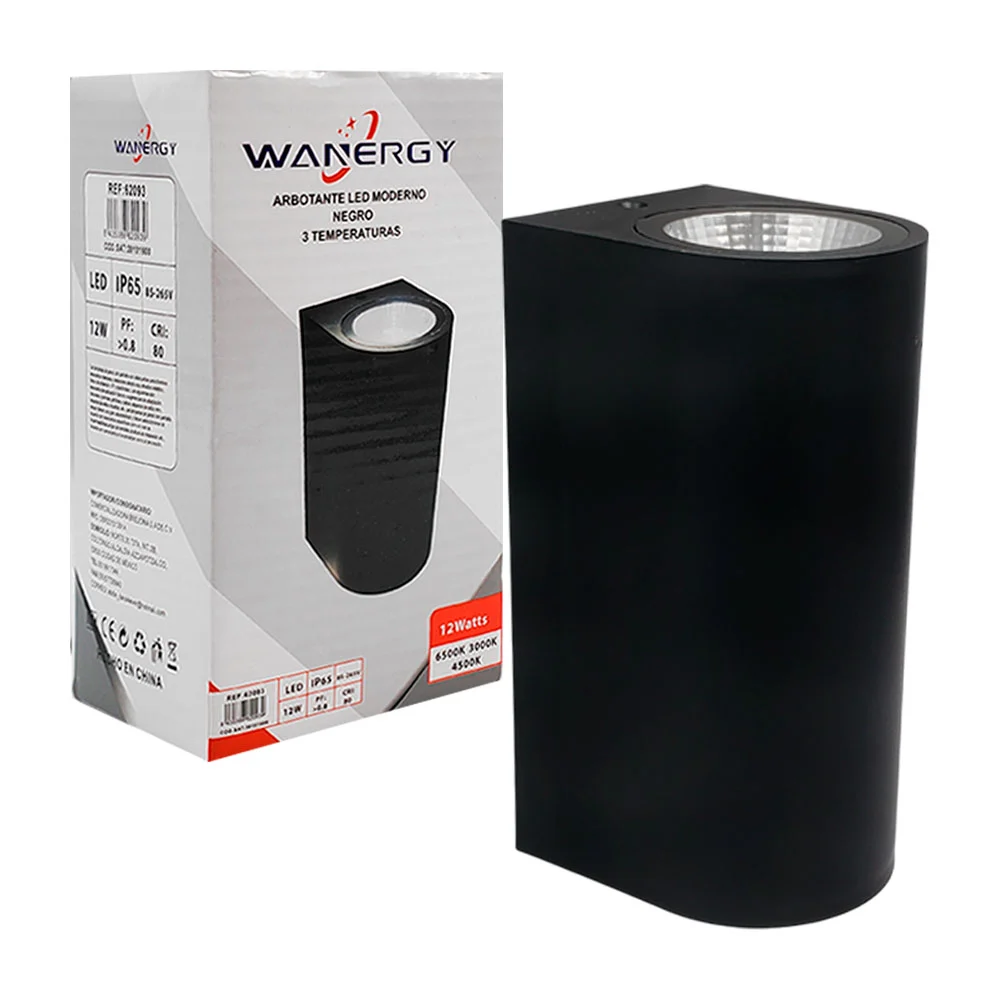 Arbotante led wanergy moderno negro con 3 intensidades / 62093