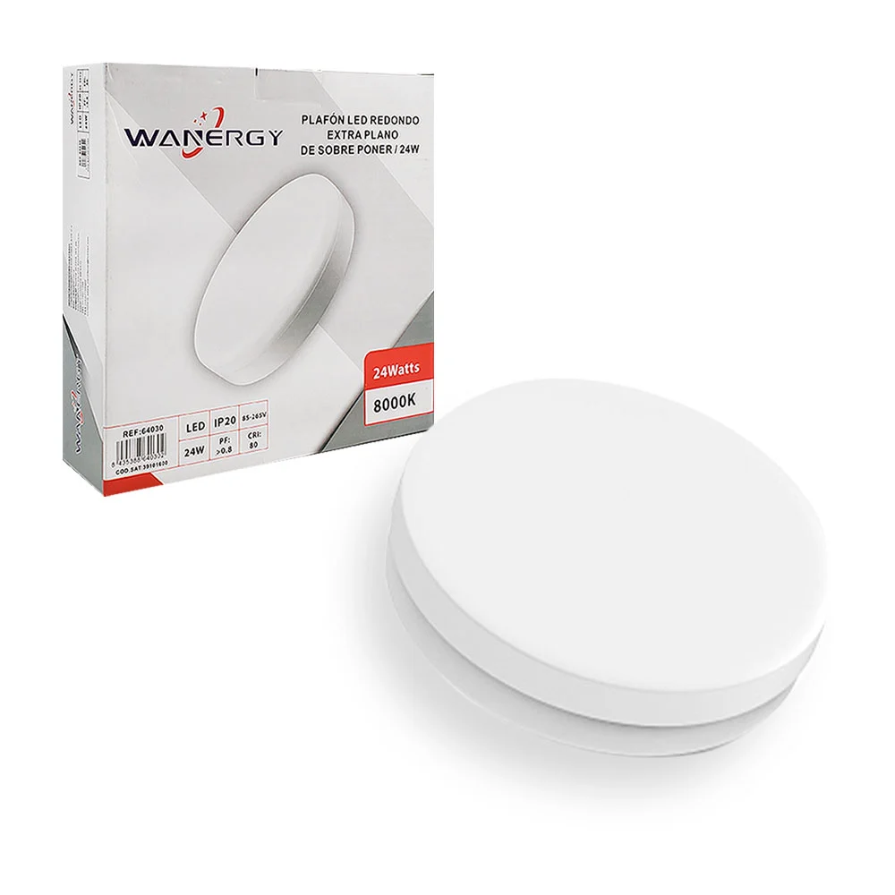Plafón led redondo wanergy extra plano de sobreponer 24w / 64030