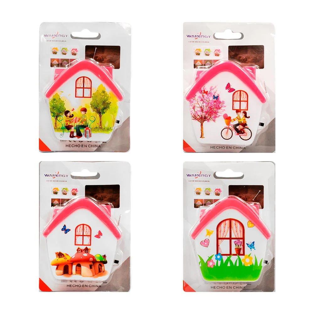 Lámpara de noche wanergy con diseño de casita y estampado con apagador, variedad