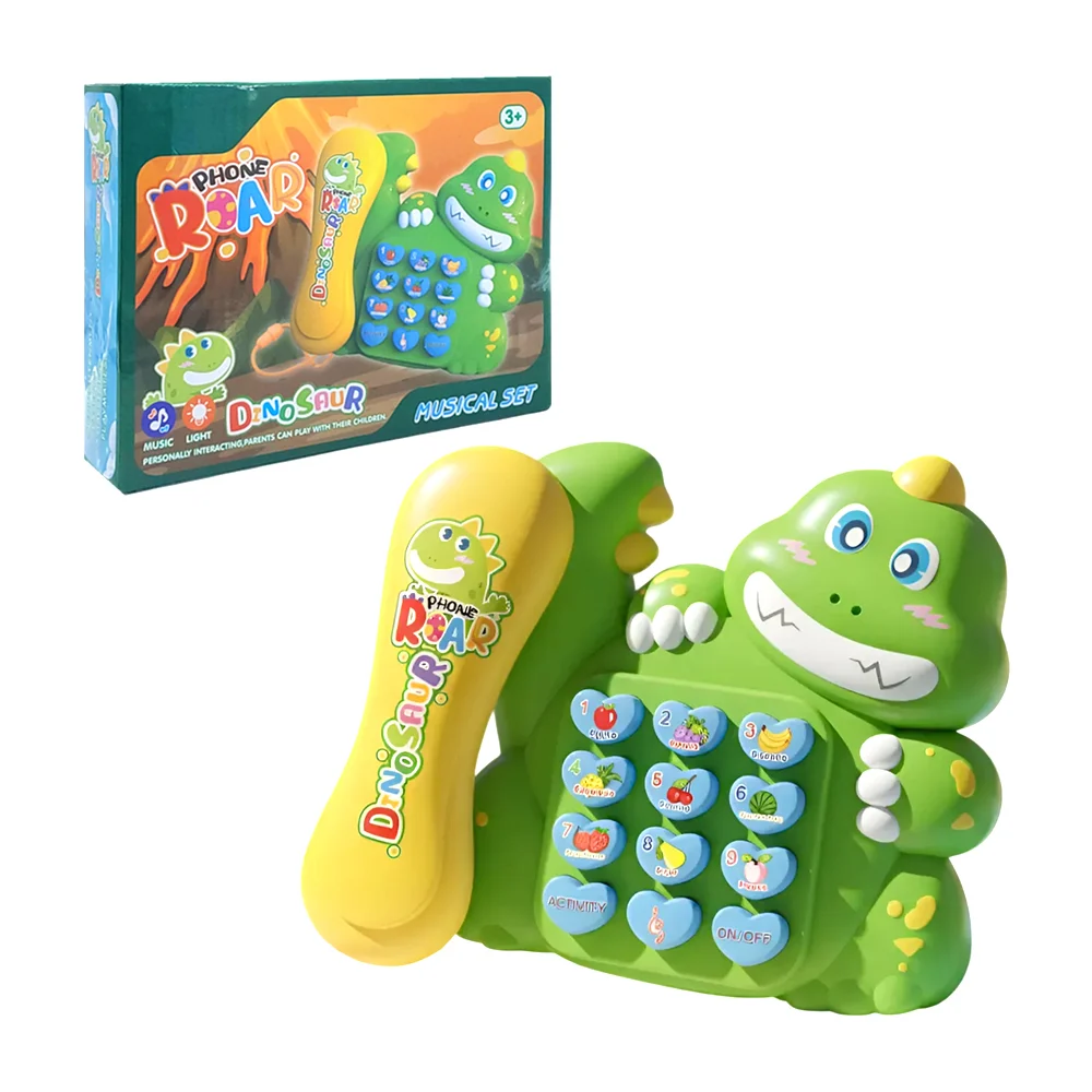 Teléfono de juguete musical con luces y diseño de dinosaurio / dinosaur