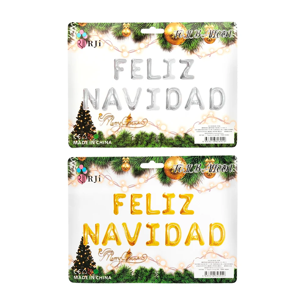 Set decorativo feliz navidad con 12pcs rji en plateado o dorado / 662692