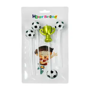 Blíster con 4 velas largas con temática de futbol, 14cm / happy birth…