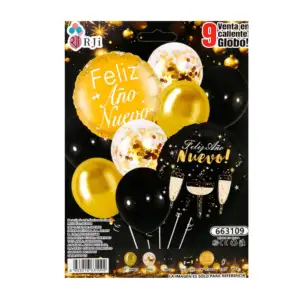 Set con 9 globos decorativos con temática de feliz año nuevo / 663109
