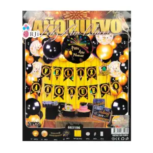 Set decorativo de feliz año nuevo con 51pcs, globos, cortina, banderín