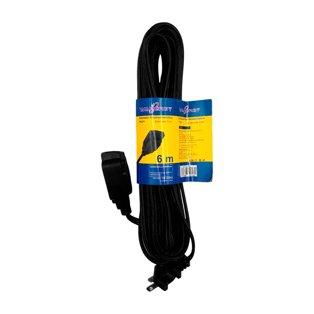 Extensión eléctrica wanergy 6m en color negro 3 tomacorrientes bifásicos / 69026