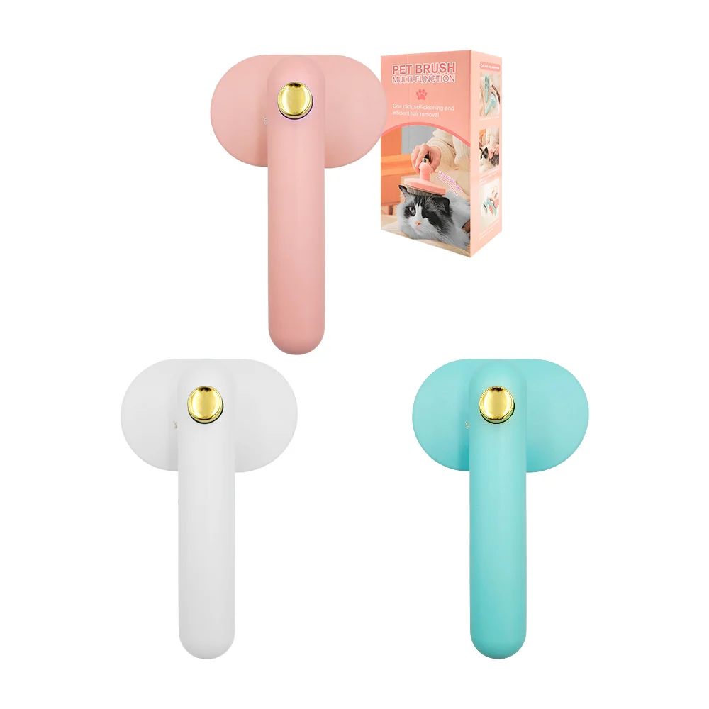 Cepillo para mascota de plástico con removedor de pelaje y rotable en 90 grados