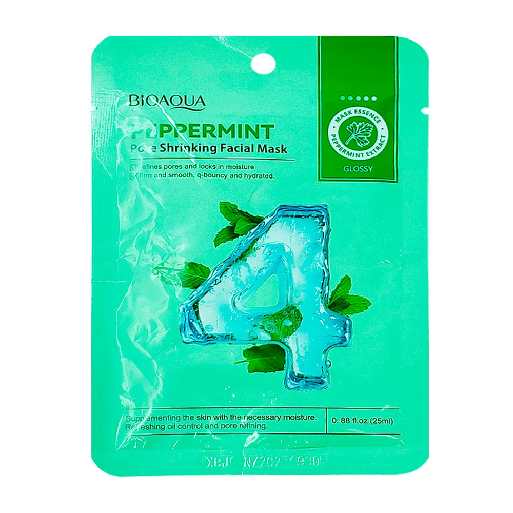 Mascarilla facial reductora de poros bioaqua con extracto de menta, 25ml
