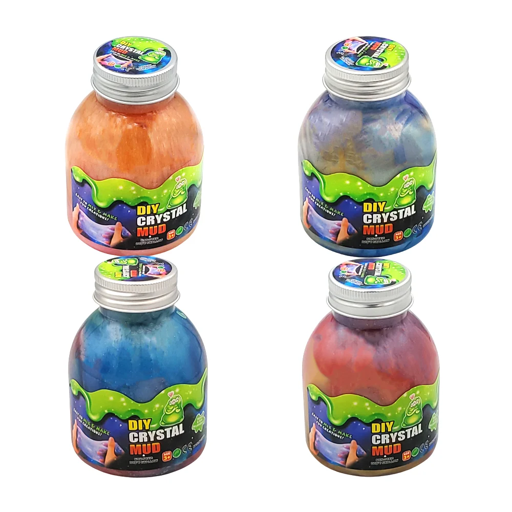 Envase estilo botella de cristal con slime brillante infantil, colores varios