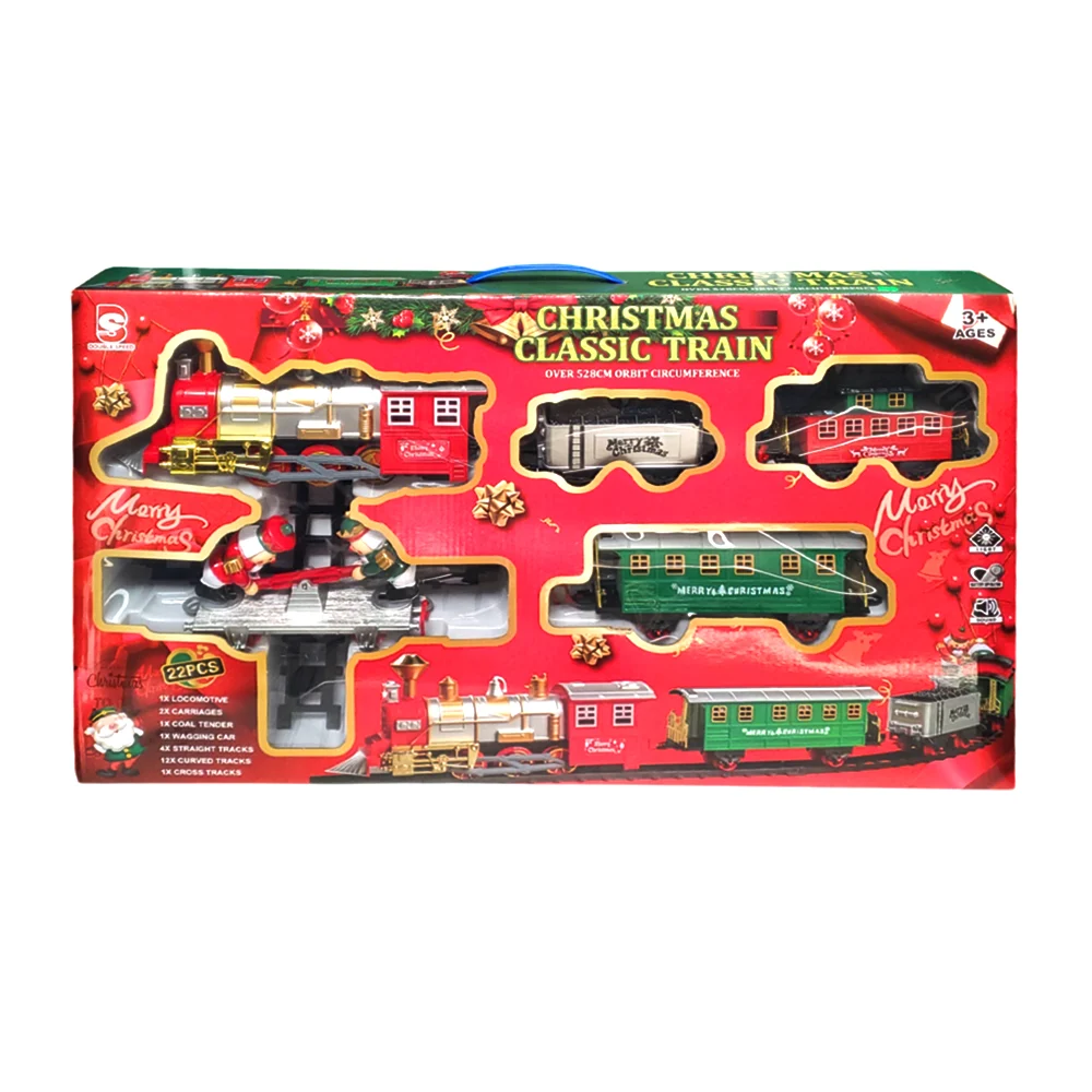 Tren navideño armable con luz, sonido y accesorios montables, 528cm circular