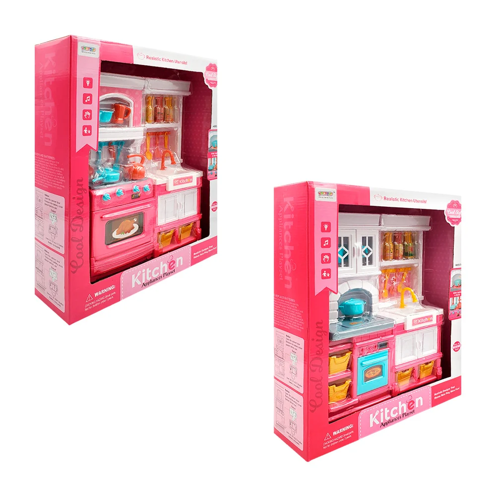 Juguete interactivo de mini cocina con luz y sonido + accesorios, variedad