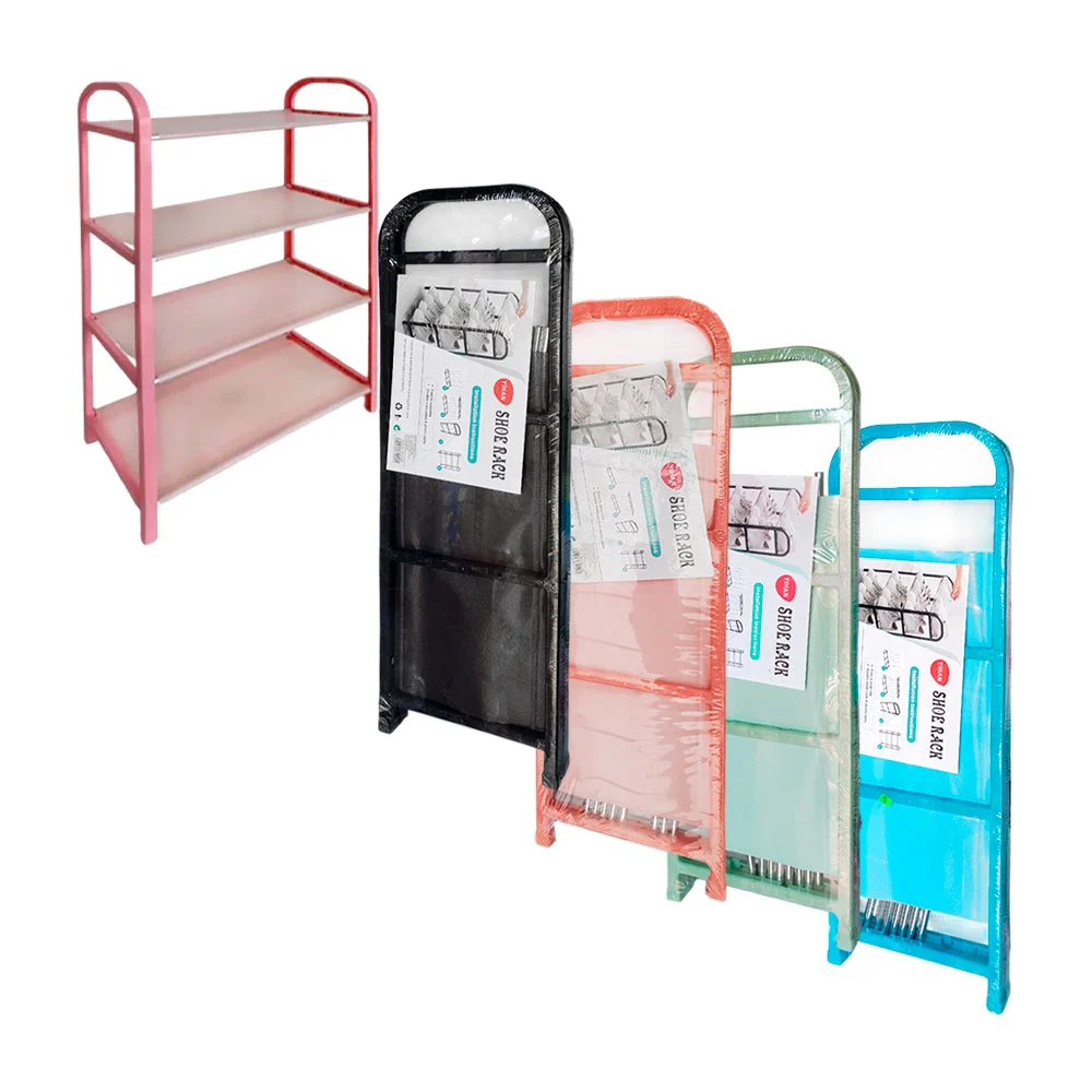 Organizador zapatero con varas metálicas y 4 niveles / shoe rack / 8804-4b