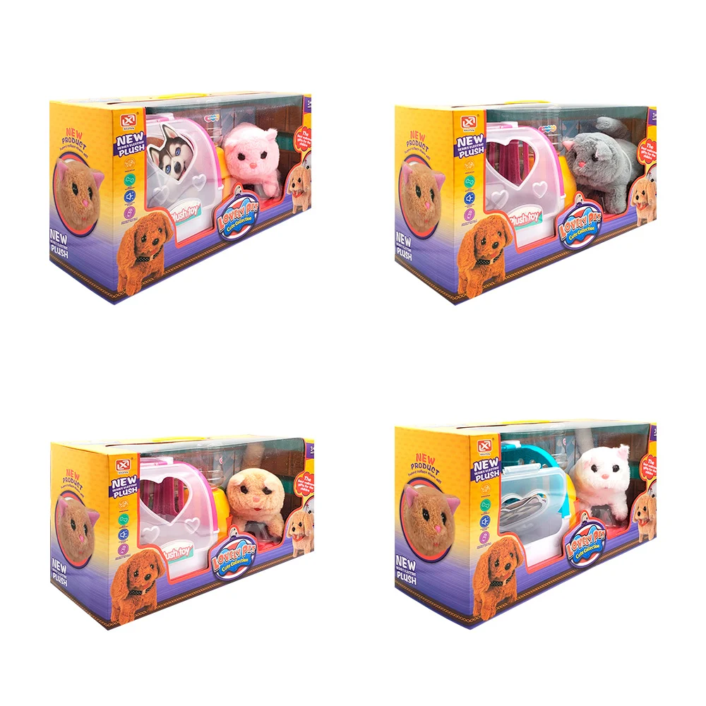 Mini peluche de mascota con transportadora + dispensador, accesorios, variedad