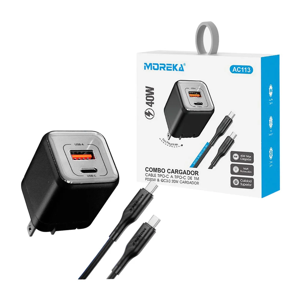 Combo cargador, carga rápida 40w, cable...