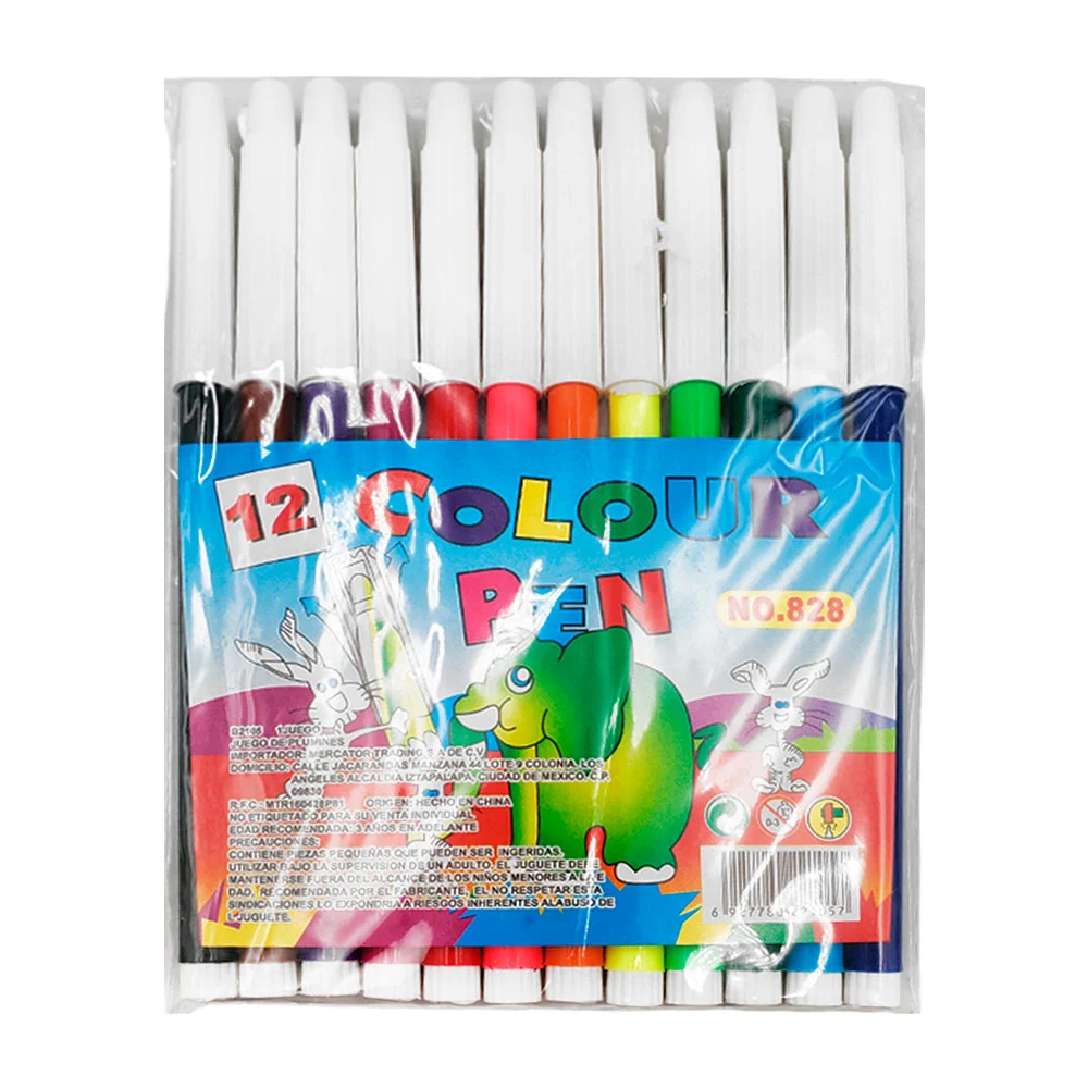 Paquete con 12 plumones delgados colour pen de punta fina / b2105