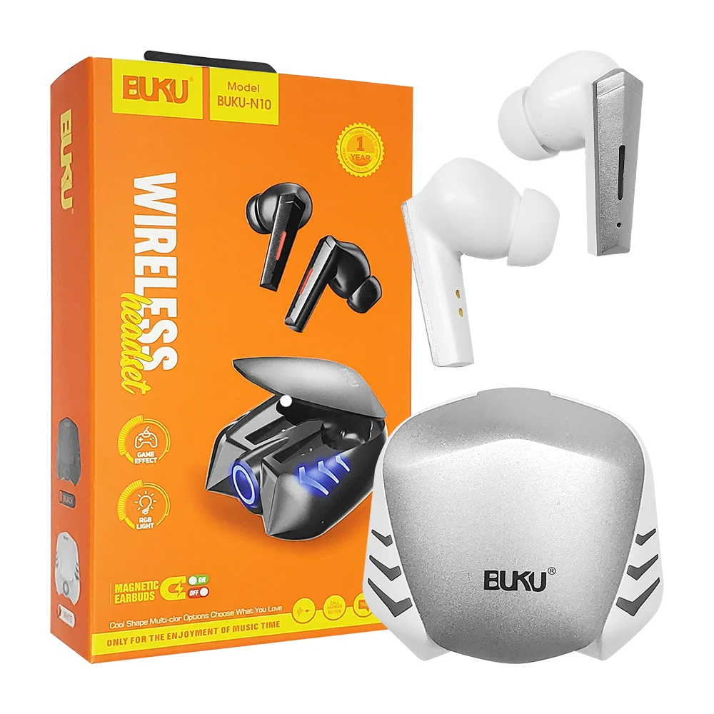 Audífonos inalámbricos gamer con estuche de carga con luz, variedad de colores / n10