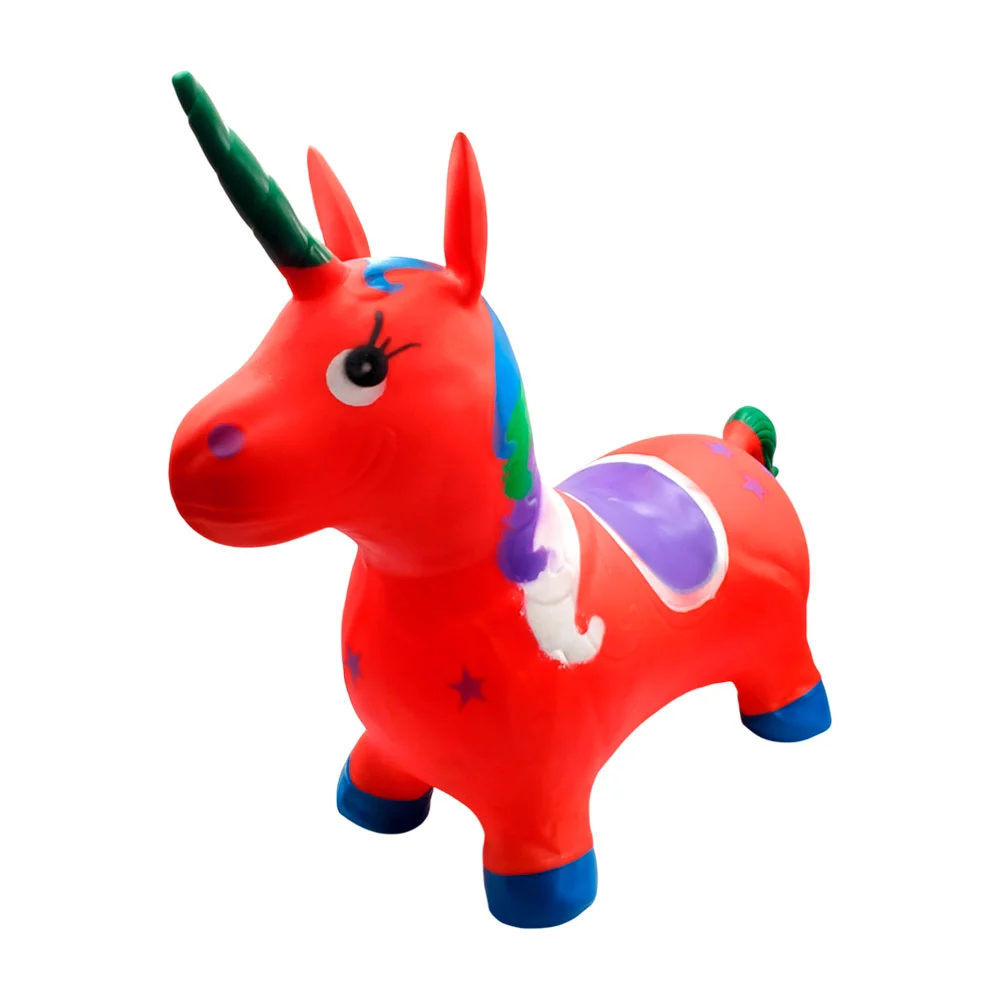 Inflable de unicornio montable para niños con luz y sonido, variedad de colores