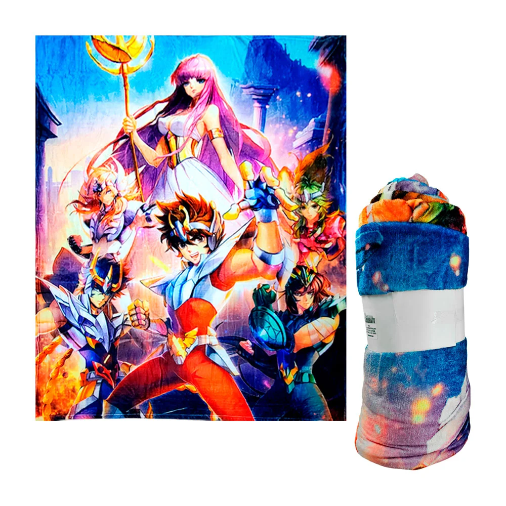 Cobija / cobertor afelpado con estampado de caballeros de bronce / saint seiya