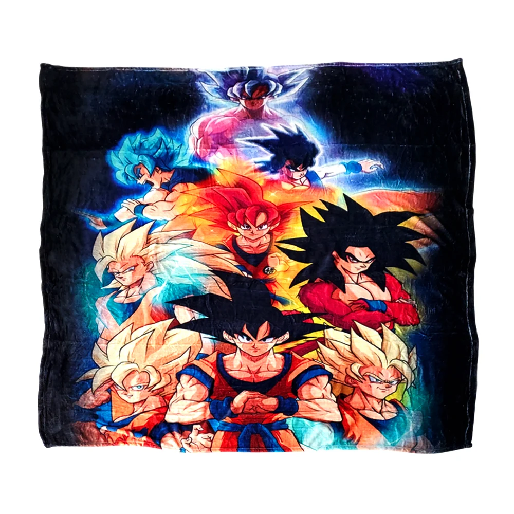 Cobija / cobertor afelpada, con estampado de goku y transformaciones / 26092025