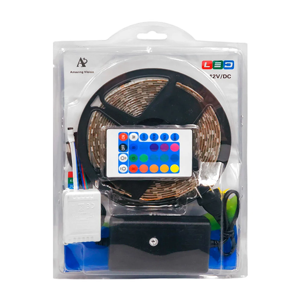 1pza Tira led de 5m rgb, con control y eliminador, variedad de funciones