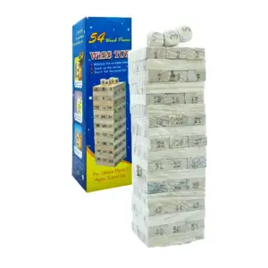 Juego de mesa, 16x5cm tipo jenga con 54 bloques numéricos de madera +…