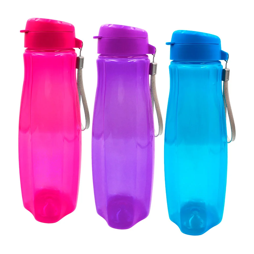 Botella cilíndrica de plástico translúcida con capacidad de 1l +asa, variedad