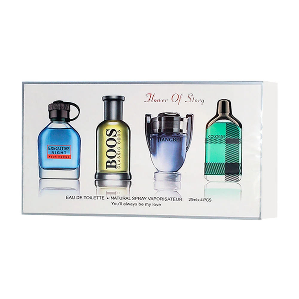 Kit de 4 perfumes flower of story en spray con fragancia para hombre, 25mlx4