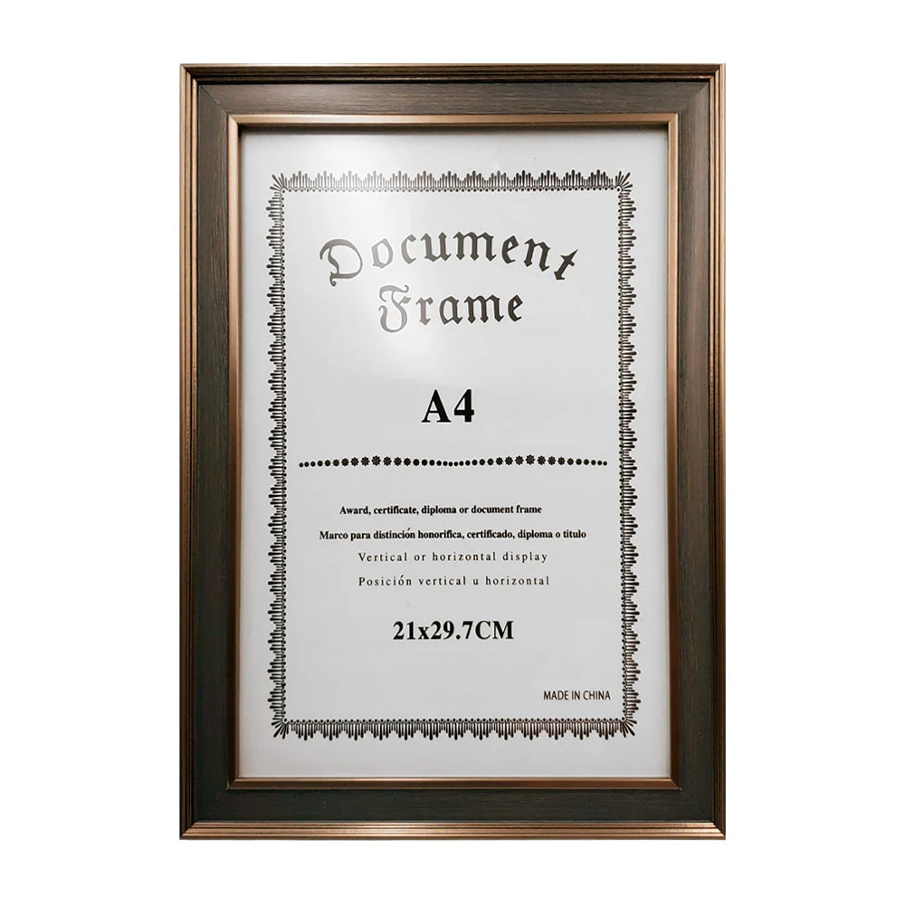 Portarretrato 21x29.7cm con marco de madera y bordes tipo metálicos