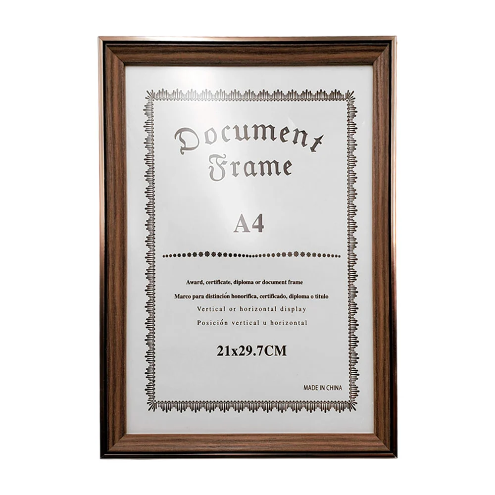 Portarretrato 21x29.7cm de marco delgado con diseño de madera y borde metálico