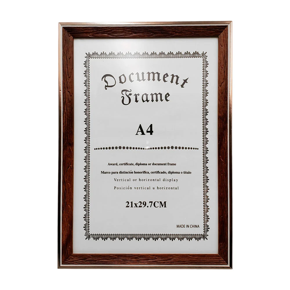 Portarretrato 21x29.7cm con marco de madera y diseño rústico / f3531