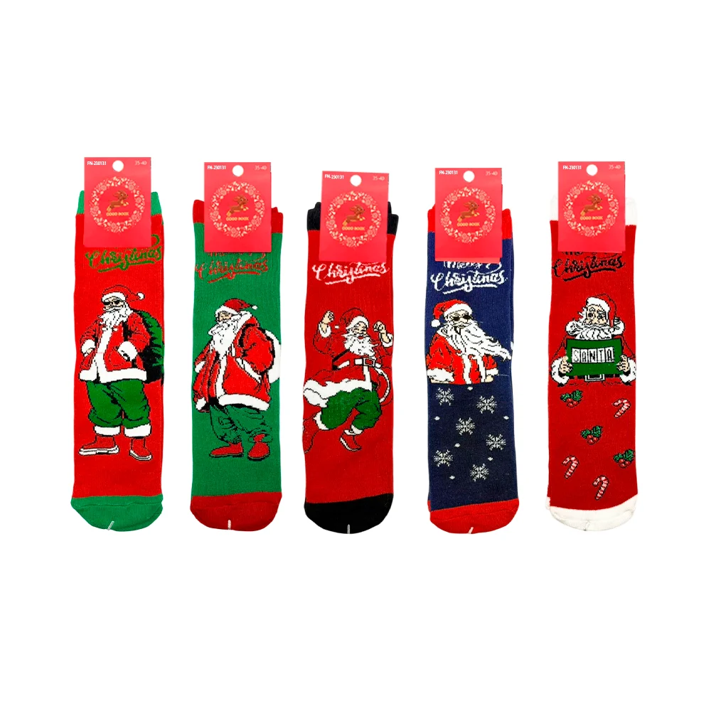 Par de calcetines con estampado de santa claus talla 35-40 detalles con glitter