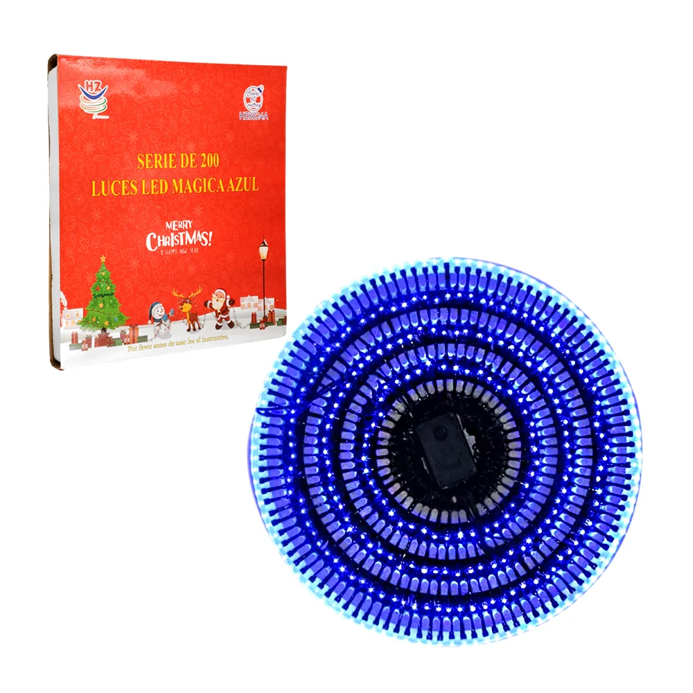 Serie decorativa, 200 luces led en tono azul, y con cable azul / hz8024a