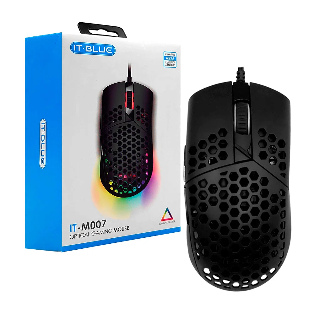 Mouse gamer alámbrico it-blue con luz rgb y diseño ergonómico / it-m007