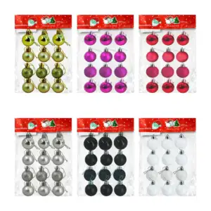 Paquete con 12 mini esferas navideñas de 2.5cm, variedad de colores /…