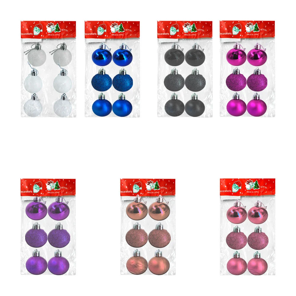 Paquete con 6 esferas navideñas de 3.5cm, variedad de colores / j4108