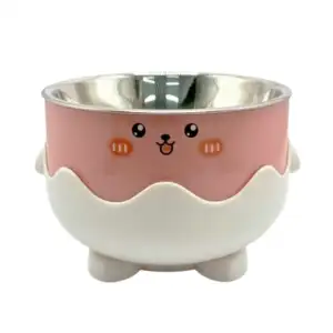 1pza Plato para mascotas con base alta con patitas y cara kawaii, mod…