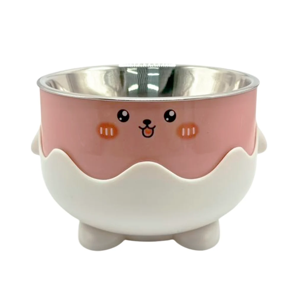 1pza Plato para mascotas con base alta con patitas y cara kawaii, modelos varios