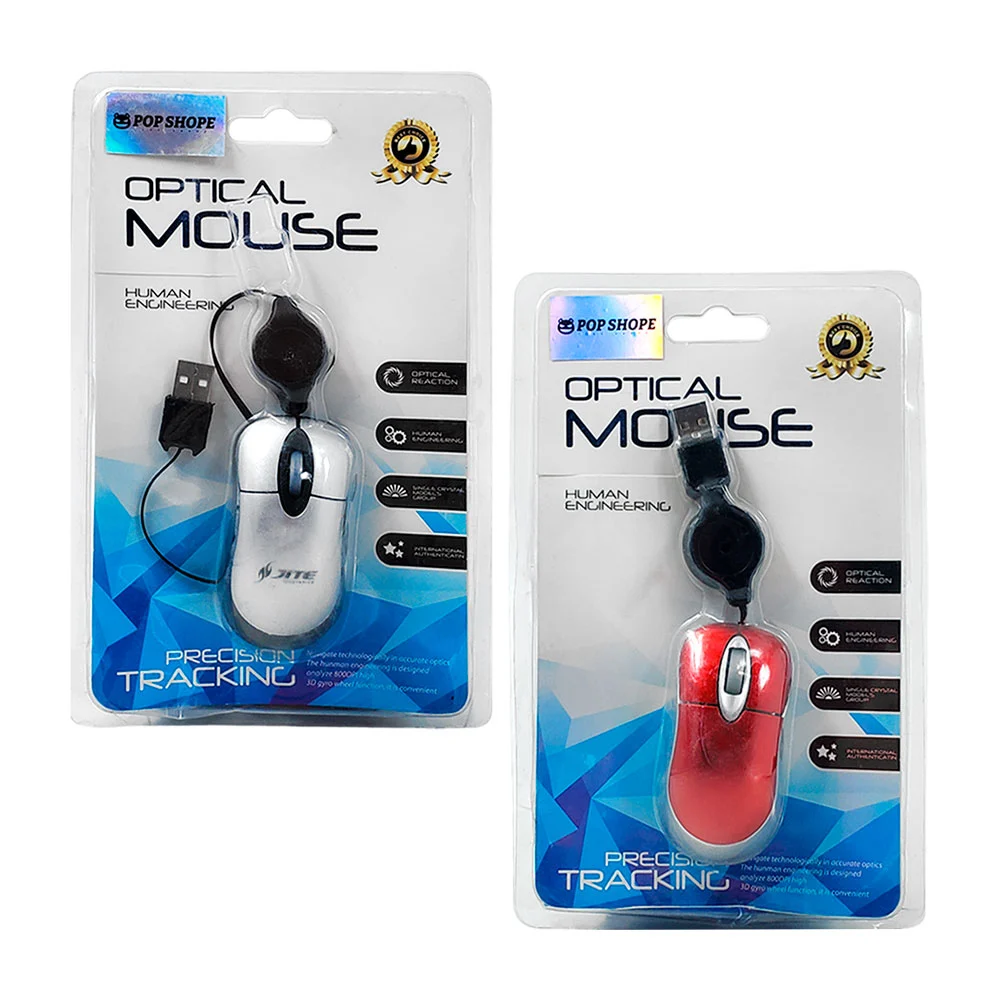 Mini mouse optico alámbrico con yoyo retractil / optical mouse / jt-6082