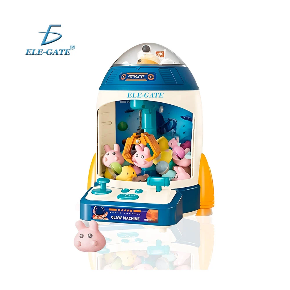 Máquina de garra, infantil con diseño de cohete, con luz y sonido + premios