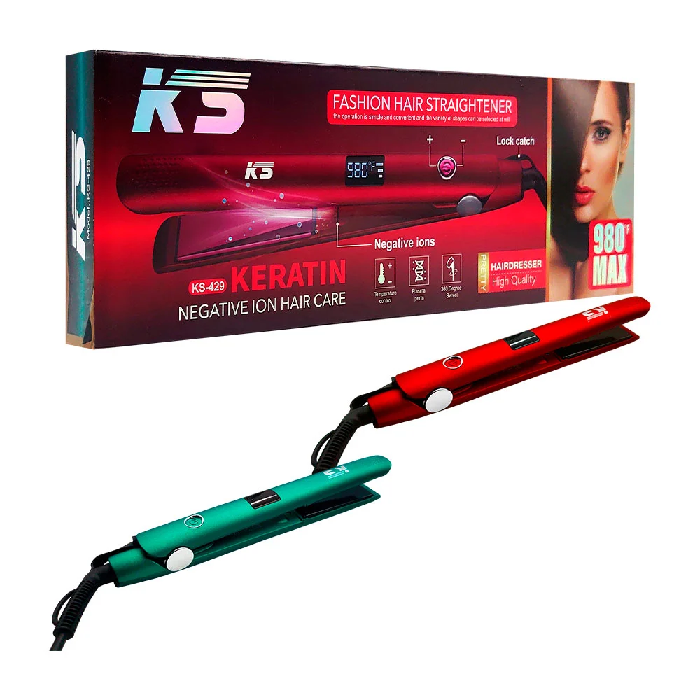 Plancha profesional 2en1 para el cabello con placas de cerámica o titanio