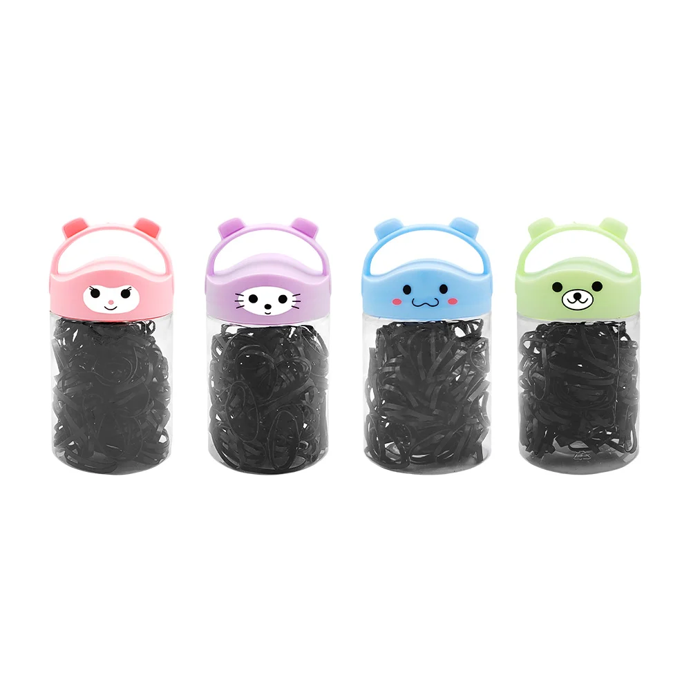 1pza Bote transparente en forma de oso con ligas de color negro / ln79-r04