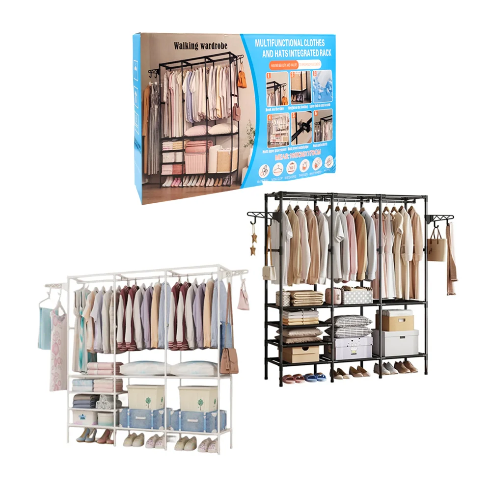 Closet organizador multifuncional 160x36x173cm con múltiples divisones, variedad