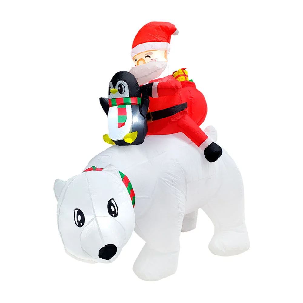 Inflable en forma de oso polar con santa claus 2.1m + luz led, variedad