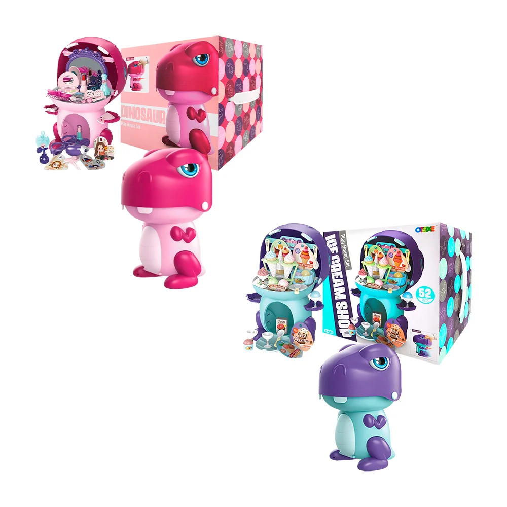 Juguete armable en forma de dinosaurio dispensador de helado y accesorios