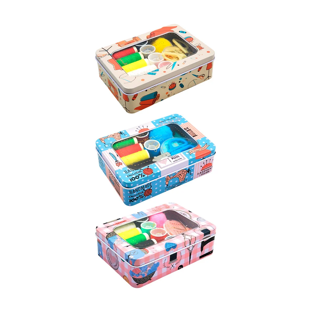 Set de costura con hilos, tijeras, porta alfileres, cinta metríca y agujas