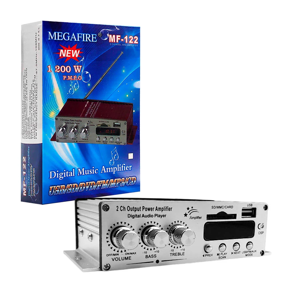 Mini amplificador de audio megafire para carro, con múltiples conectores