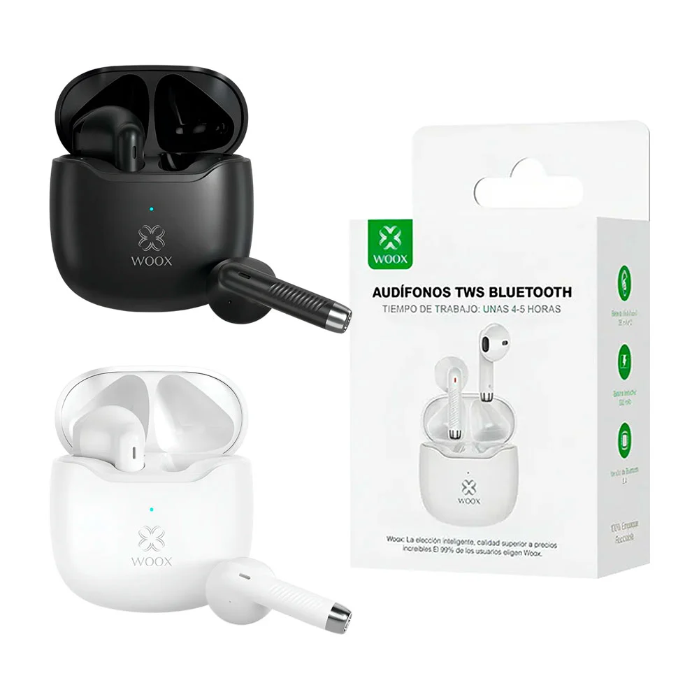 1pza Audífonos inalámbricos tipo earphones con estuche de carga redondeado