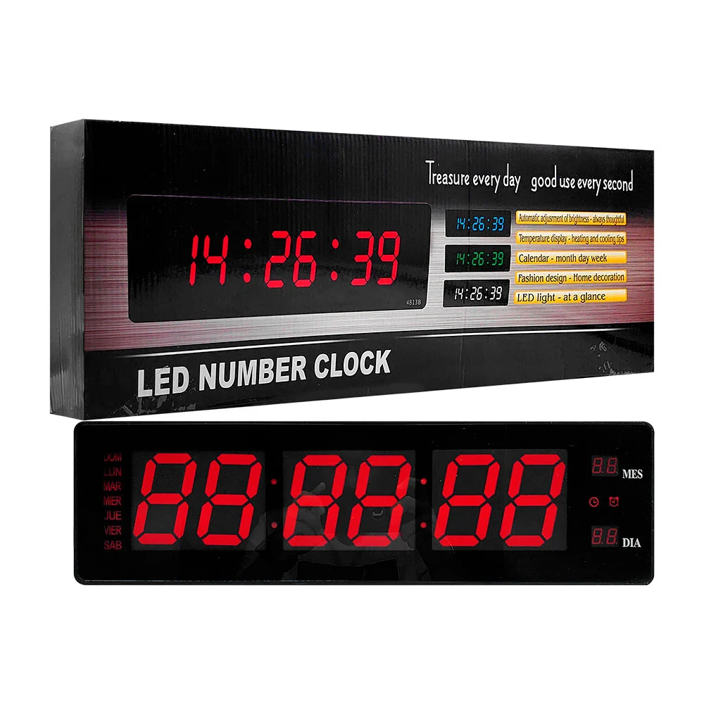 Reloj de pantalla led con ajuste automático de brillo, temperatura y calendario